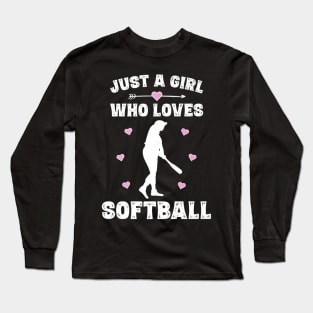 Girl Who Loves Softball Baseball Player Long Sleeve T-Shirt